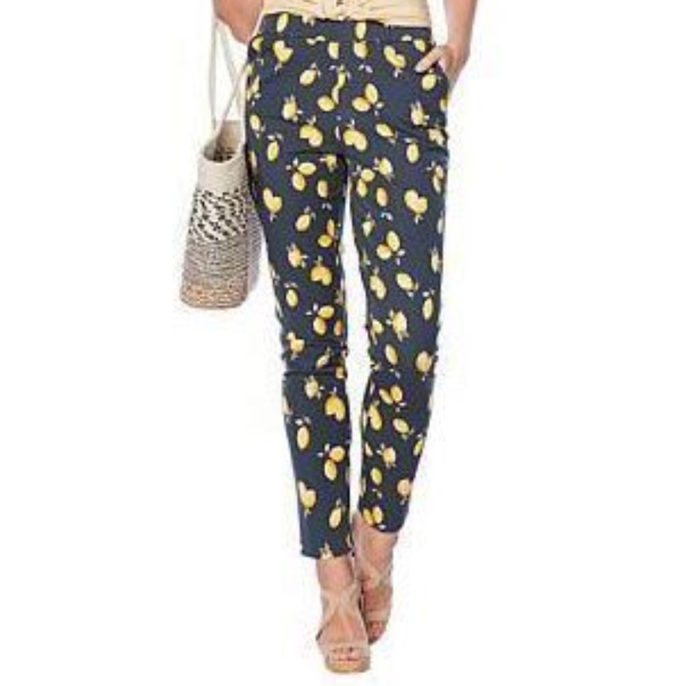Lemon Way Twill Ankle Pants Lemon Print Blue 4T